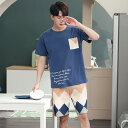 パジャマ メンズ 半袖 夏 セットアップ 綿100% 半袖トップス ショートパンツ ブランド 夏用 上下セット ルームウェア クルーネック 半ズボン メンズパジ...