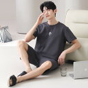 パジャマ メンズ 半袖 カジュアル 夏 シンプル 綿100% 韓国 2点セット オーバーサイズ ブランド セットアップ 夏用 上下セット ルームウェア クルーネ...