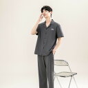 パジャマ メンズ 半袖 夏 綿 半袖トップス ロングパンツ ブランド セットアップ 夏用 上下セット ルームウェア 前開き 長ズボン メンズパジャマ 上下 セッ...