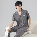 パジャマ メンズ 半袖 夏 セットアップ 前開き 綿 ロングパンツ ブランド 夏用 上下セット ルームウェア 長ズボン メンズパジャマ 上下 セット 紳士 大き...