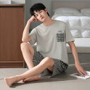 パジャマ メンズ 半袖 涼しい 軽量 夏 セットアップ 快適 半袖トップス ショートパンツ ブランド 夏用 上下セット ルームウェア クルーネック 半ズボン メ...