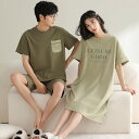 ペア パジャマ 半袖 夏 男女2着 セット 春 シンプル ゆったり 柔らかい 涼しい 薄手 キャミワンピ 大きいサイズ カップル 綿100% ルームウェア 高級...