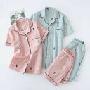 ペア パジャマ 半袖 夏 男女2着 セット 春 チェック 前開き 可愛い カジュアル カップル ギンガムチェック コットン ガーゼ 薄手 ルームウェア 高級 春...