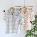ペア パジャマ 半袖 夏 男女2着 セット 春 チェック 前開き シンプル カジュアル 爽やか カップル 薄手 ルームウェア 半袖トップス ショートパンツ 高級...