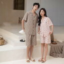 ペア パジャマ 半袖 夏 男女2着 セット 春 シンプル 前開き ゆったり 綿 カジュアル 刺繍 プリント 薄手 ルームウェア ペアルック 高級 カップル 春夏...