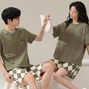 ペア パジャマ 半袖 夏 綿100% 男女2着 セット ポケット ゆったり 柔らかい カジュアル カップル 高級 2点セット ルームウェア 半袖トップス+ショー...