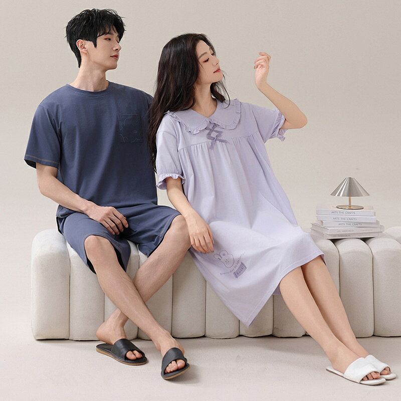 Rakuten - ペア パジャマ 半袖 夏 男女2着 セット 春 うさぎ リボン 可愛い 高級 カップル ルームウェア 春夏 ペアパジャマ 結婚祝い プレゼント お祝い おもしろ 夫婦 ギフト 上下セット レディース 部屋着 メンズ