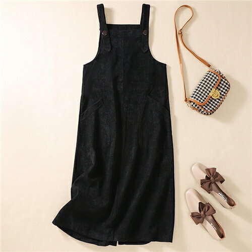 ジャンパースカート 秋 冬 大人 ロング レディース ジャンスカ ワンピース ジャンパースカート 夏 春 秋 30代 40代 50代 カジュアル サロペット スカート キャミワンピース 上品 シーズンレスで活用 脚長効果も抜群 通勤 おしゃれ ゆったり キーネック ブラック ブラウン