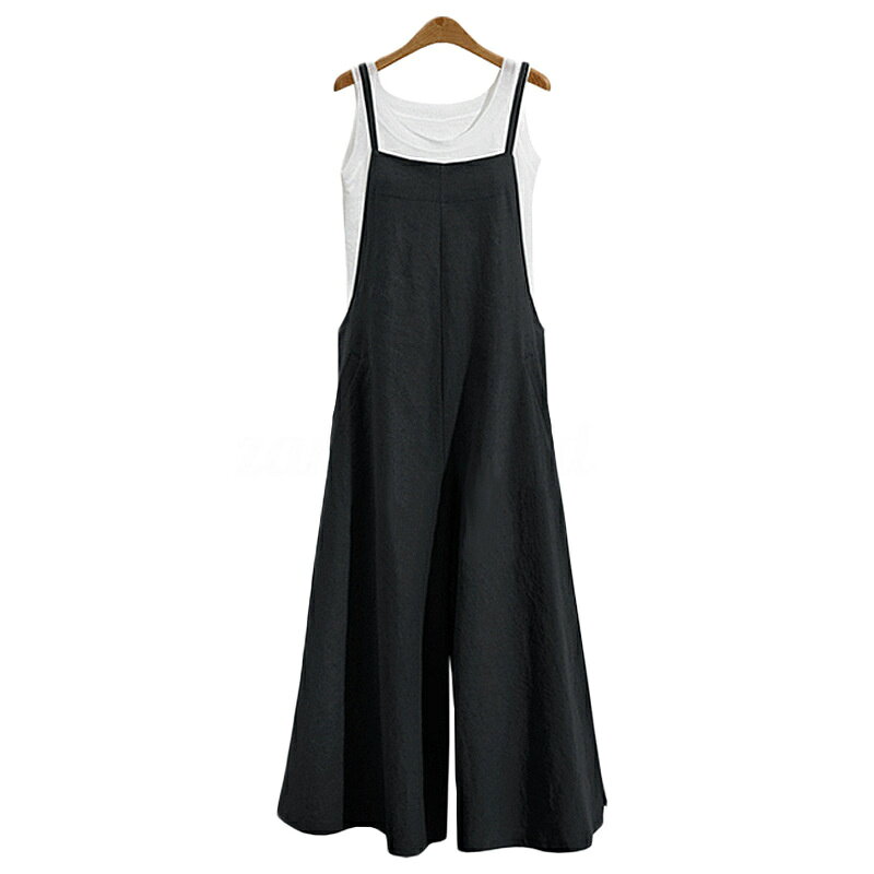 MK-Houseのサロペット ワイド 無地 レディース 夏 パンツ レディース サロペット 夏 春秋 S M L LL 3L 4L 5L 6L 黒 灰色 紺 緑 パンツ レディース ボトムス 大きいサイズ 20代 30代 40代 50代 カジュアル 上品 通勤 おしゃれ ゆったり 送料無料 シンプル風 薄手｜アングル3