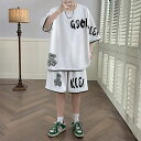 ジャージ 上下 メンズ 夏 半袖 大きいサイズ 上下2点セット シャツ メンズ おしゃれ セットアップ 誕生日 ギフト 男性用 スウェットtシャツ スウェットパ...