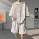 ジャージ 上下 メンズ 夏 半袖 tシャツ カジュアル 刺繍 タイダイ ジャンスカ 2点セット 大きいサイズ メンズ ブランド おしゃれ セットアップ 誕生日 ...