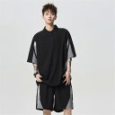 ジャージ 上下 メンズ 夏 半袖 ポロシャツ tシャツ カジュアル ストリートコーデ 2点セット 大きいサイズ メンズ ブランド おしゃれ セットアップ 誕生日...