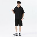 ジャージ 上下 メンズ 夏 半袖 tシャツ カジュアル ゆったり ジャンスカ フーデッド 2点セット 大きいサイズ メンズ ブランド おしゃれ セットアップ 誕...