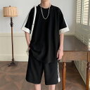 ジャージ 上下 メンズ 夏 半袖 カジュアル かこいい 重ね着レイヤード 大きいサイズ 上下2点セット メンズ ブランド おしゃれ セットアップ 誕生日 ギフト 男性用 スウェットtシャツ スウェットパンツ ゆったり ジョギング 運動着 通勤 ダンス アウトドア