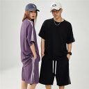 ジャージ 上下 メンズ 夏 半袖 シンプル ファッション ゆったり カジュアル セットアップ ジャンスカ スポーツ 大きいサイズ 上下2点セット ブランド おし...