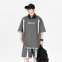 ジャージ 上下 メンズ 夏 半袖 シンプル ゆったり ファッション プリント レトロ セットアップ 半袖トップス ショートパンツ 大きいサイズ 上下2点セット ...