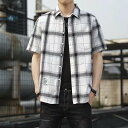 シャツ メンズ 半袖 シンプル 夏 学生 かこいい ギンガムチェック ファッション ブラウス おしゃれ 襟付き 半袖シャツ 夏 体型カバー トップス 半袖ブラウ...