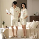 ペア パジャマ 半袖 夏 男女2着 セット メンズ 前開き ルームウェア パジャマ 春夏 レディース ペアパジャマ ギフト おしゃれ カップル ペア 結婚祝い ...