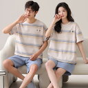 ペア パジャマ 半袖 夏 綿100% 男女2着 セット アニメ セットアップ 綿 薄手 半袖トップス ショートパンツ 高級 カップル ルームウェア 春夏 ペアパ...