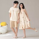 ペア パジャマ 半袖 夏 綿100% 男女2着 セット かわいい キャミワンピ ノースリーブ ネグリジェ 綿 パッド付き 高級 カップル ルームウェア 春夏 ペ...