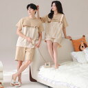 ペア パジャマ 半袖 夏 綿100% 男女2着 セット アニメ かわいい セットアップ 綿 薄手 半袖トップス ショートパンツ 高級 カップル ルームウェア 春...