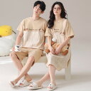 ペア パジャマ 半袖 夏 綿100% 男女2着 セット アニメ 大きいサイズ セットアップ ネグリジェ 綿 韓国 高級 カップル ルームウェア 春夏 ペアパジャ...
