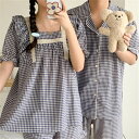 ペア パジャマ 半袖 夏 男女2着 セット 春 セットアップ フレア 半袖トップス ショートパンツ 高級 カップル ルームウェア 春夏 ペアパジャマ 結婚祝い ...