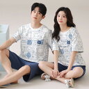 ペア パジャマ 半袖 夏 綿100% 男女2着 セット クマ 可愛い チェック カジュアル セットアップ 綿 半袖トップス ショートパンツ 高級 カップル ルー...