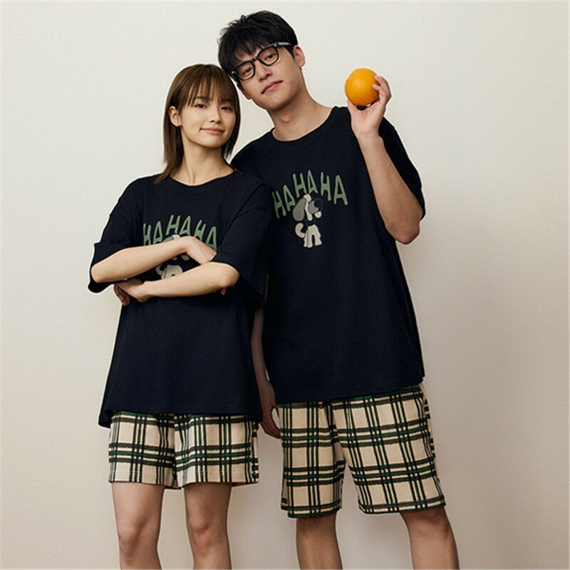 ペア パジャマ 半袖 夏 綿100% 男女2着 セット 愛犬 チェック ins 人気 アニメ かわいい 大きいサイズ セットアップ 綿 高級 カップル ルームウェア 春夏 ペアパジャマ 結婚祝い プレゼント お祝い おもしろ 夫婦 ギフト 上下セット レディース 部屋着 メンズ