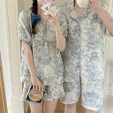 ペア パジャマ 半袖 夏 男女2着 セット 春 タイダイ 高級 ファッション カジュアル セットアップ ゆったり 韓国 カップル ルームウェア 春夏 ペアパジャ...