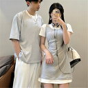 カップル ペア tシャツ メンズ 半袖 レディース ワンピース ブランド ペアルック カップル 春夏 服 tシャツ おしゃれ ペアルック tシャツ 可愛い カップル お揃い プレゼント 夫婦 おもしろ カップル 友達 オシャレ ギフト ペア カップル 人気 カジュアル 重ね着レイヤード