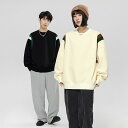 ペアルック トレーナー トップス パーカー uネック ゆったり つなぎ 秋冬 シンプル 韓国 ブランド カップル お揃い 服 秋 冬 レディース おしゃれ ペア...