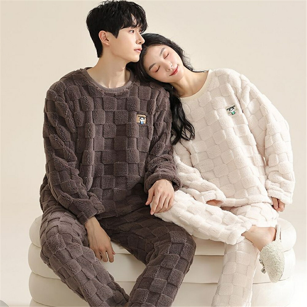 ペアパジャマ 冬 モコモコ 男女2着 セット 長袖 チェック カジュアル 柔らかい カップル ペア ルームウェア レディース パジャマ ペア 夫婦 もこもこ メンズ 秋 結婚祝い プレゼント ペアパジャマ カップル お揃い プレゼント ギフト モコモコ 部屋着