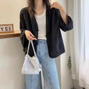 レディース カーディガン 夏 薄手 無地 シンプル カジュアル 春 刺繍 夏 ジャケット 前開き 薄手 uvカット きれいめ 夏用ボレロ 夏用 ショート丈 長袖...