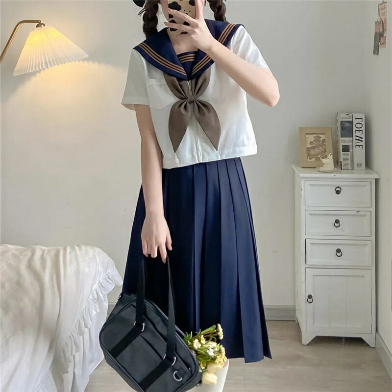 セーラー服 セットアップ 三本線 リボン コスプレ 大きいサイズ 半袖 上下セット JK 女子 制服 高校生 学園祭 レディース コスチューム衣装 コスプレ衣装 可愛い セーラー襟 ハロウィン コスプレ学生服 夏 スカート 女子制服コスプレ プリーツスカート スクール 文化祭