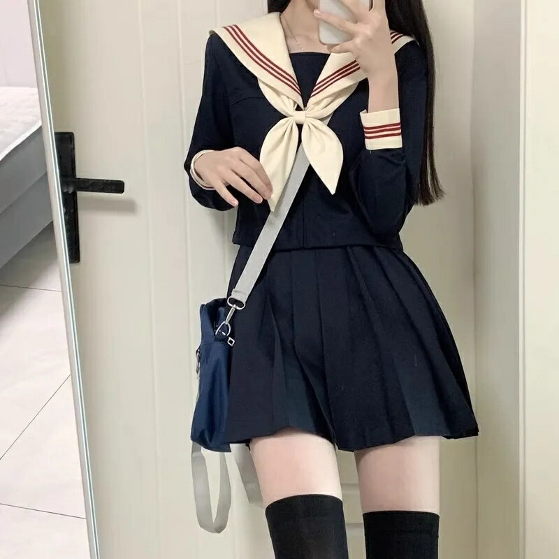 セーラー服 セットアップ 三本線 リボン コスプレ 大きいサイズ 長袖 上下セット JK 女子 制服 高校生 学園祭 レディース コスチューム衣装 コスプレ衣装...