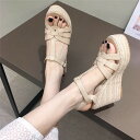 厚底 サンダル レディース ストラップ ウェッジソール ウエッジソール 身長アップ 夏 大きいサイズ 歩きやすい 大人 旅行 厚底サンダル ハイヒール 靴 きれ...