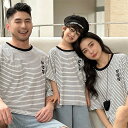 親子 ペアルック tシャツ 夏 ペア tシャツ ストライプ ハート 半袖 おしゃれ 夏服 親子コーデ 赤ちゃん 親子ペアルック ペアtシャツ 半袖 コーデ 家族...
