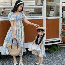 親子 ペアルック ワンピース 女の子 着痩せ 半袖 花柄 綿 ワンピース ペア 夏服 親子コーデ 赤ちゃん 親子ペアルック ペア ワンピース ブランド 半袖 コ...