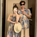 カップル ペア シャツ メンズ 半袖 レディース ワンピース ブランド カジュアル キャミワンピ 夏 トラベル 半袖 シャツ ワンピース ペアルック カップル 春夏 服 おしゃれ ペアルック tシャツ 可愛い カップル お揃い プレゼント 夫婦 おもしろ 友達 ギフト