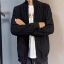 メンズ カーディガン フラワー カジュアル スリムフィット ジャケット 前開き ジッパー ファッション 秋冬 無地 ハイネック ニットカーディガン 秋 冬 薄手...