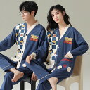 ペア パジャマ 長袖 男女2着 セット 春 カジュアル アニメ セットアップ 前開き 秋冬 シンプル 綿 高級 カップル ペア ルームウェア 春秋 ペアパジャマ...