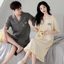 ペア パジャマ 半袖 夏 綿100% 男女2着 セット 前開き 綿 半袖トップス ショートパンツ 高級 カップル ルームウェア 春夏 ペアパジャマ 結婚祝い プ...
