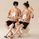 ペア パジャマ 半袖 夏 綿100% 男女2着 セット アニメ かわいい セットアップ 綿 高級 カップル ルームウェア 春夏 ペアパジャマ 結婚祝い プレゼン...