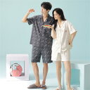 ペア パジャマ 半袖 夏 男女2着 セット 春 カジュアル セットアップ 綿 薄手 高級 カップル ルームウェア 春夏 ペアパジャマ 結婚祝い プレゼント お祝...
