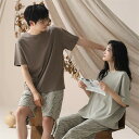 ペア パジャマ 半袖 夏 綿100% 男女2着 セット 大きいサイズ セットアップ 半袖 綿 高級 カップル ペア ルームウェア 春夏 ペアパジャマ 結婚祝い ...