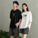 ペア パジャマ 半袖 夏 綿100% 男女2着 セット 夏 セットアップ ゆったり 綿 高級 カップル ペア ルームウェア 春夏 ペアパジャマ 結婚祝い プレゼ...