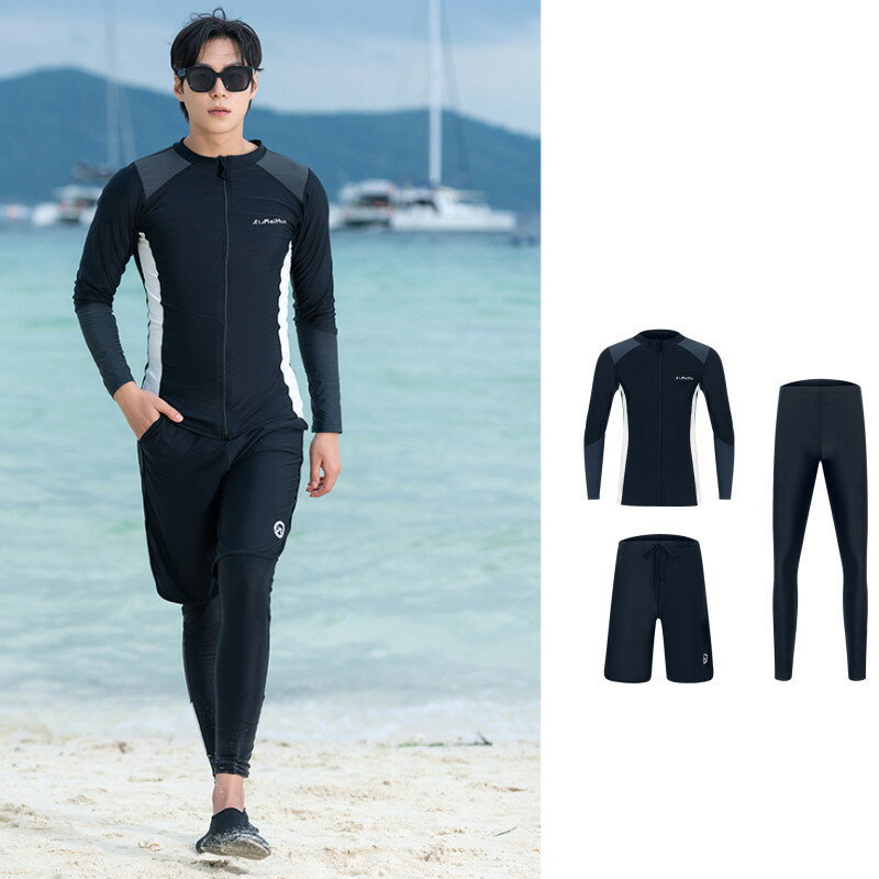 ラッシュガード メンズ セット 水着 大きいサイズ 速乾 長袖トップス ロングパンツ uvカット スポーツウェア フィットネス 長袖 海パンツ 体型カバー 水陸両用 上下セット レギンス サーフパンツ 紫外線対策 UV対策 水泳 競泳 ビーチ スイミング男性 日焼け止め