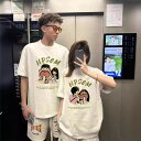 カップル ペア tシャツ ブランド シンプル tシャツ トップス 夏 ゆったり 着痩せ 半袖 綿 ペアルック カップル 春夏 服 メンズ tシャツ 半袖 レディ...