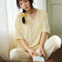 パジャマ レディース 夏用 ルームウェア 薄手 夏 シンプル カジュアル セットアップ ゆったり 無地 ロングパンツ パッド付き 春 かわいい 上下セット 大人...